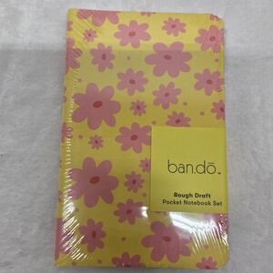 Rough Draft Pocket Notebook Set - Groovy Pink Floral (Set of 2) NEW Retro Flower